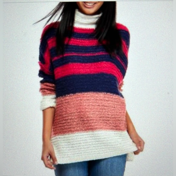 True Craft Sweaters - Women’s Pink Striped Tunic Sweater